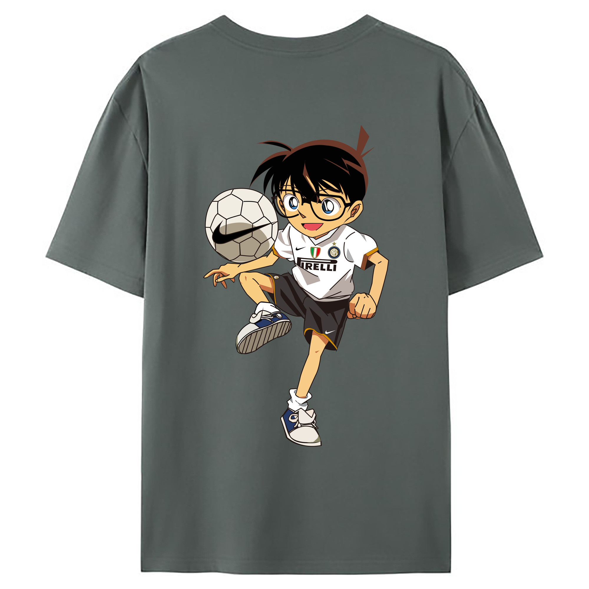 （画像用） 名探偵コナン 江戸川 コナン Detective Conan Conan Edogawa 綿100％ メンズ半袖Tシャツ（バックプリント） 通気性